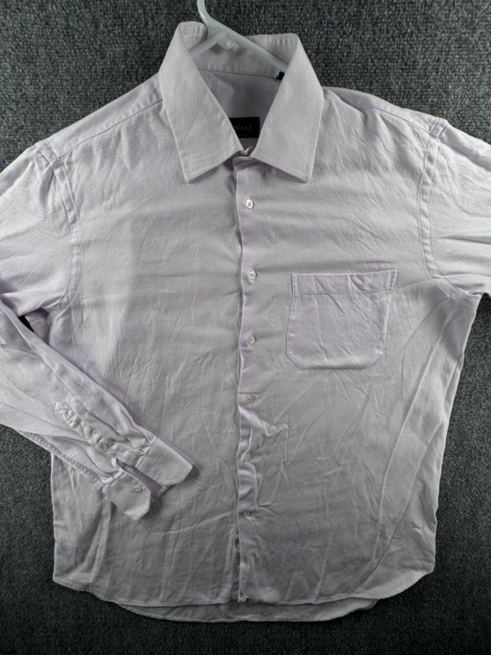 Canali Button Up Shirt Men Long Sleeve Cotton Size 17 Purple Italy Made Adult